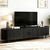 OneBlis 80' Mid Century Modern TV Stand, Wood TV Consoles with Sliding Doors and...