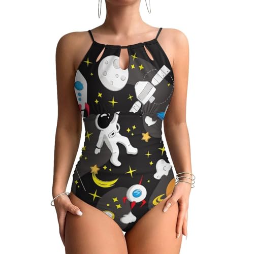 Maillots de bain une pièce femme contrôle ventre galbant motif planète spatiale