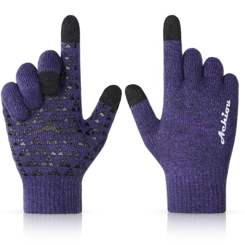 Image of Achiou Winter Gloves, Glove for Men Women, Upgraded Touch Screen Texting Warm Running with Thermal Soft Knit Lining