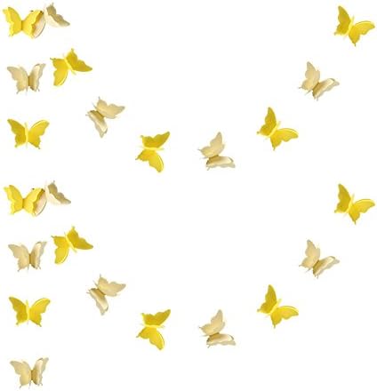 zilue Butterfly Banner Decorative Paper Garland for Wedding, Baby Shower, Birthday & Theme Decor 110 Inches Long Set of 2 Pieces Yellow