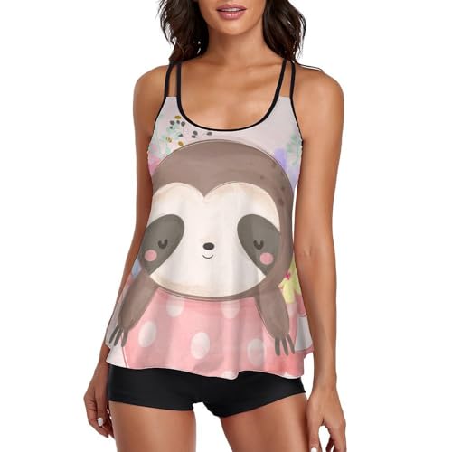 Maillot de Bain Tankini Femme Cache Ventre et Short de Bain pour Silhouette Sereine