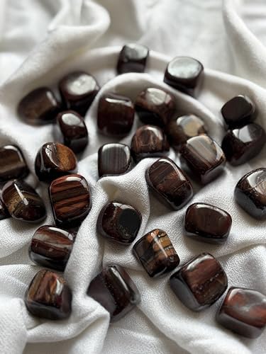 Image of Tumbled Stones, Natural Crystal Healing Stones, Home Office Decor, Aquarium Decorative Pebbles, Vase Fillers (Red Tiger Eye, 50)