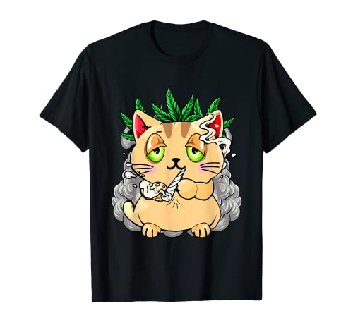 Funny Kawaii Cat Smoking Weed Cannabis Marijuana 4:20 T-Shirt for Men Women
