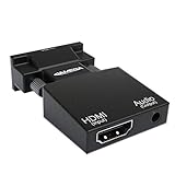 JAMEGA VGA zu HDMI Adapter, der kompakte VGA zu HDMI Konverter mit 3,5mm Aux Anschluss kann Audio und Video von VGA Geräten an einen Monitor oder Projektor mit HDMI Anschluss in hoher ÜBertragungsrate transportieren