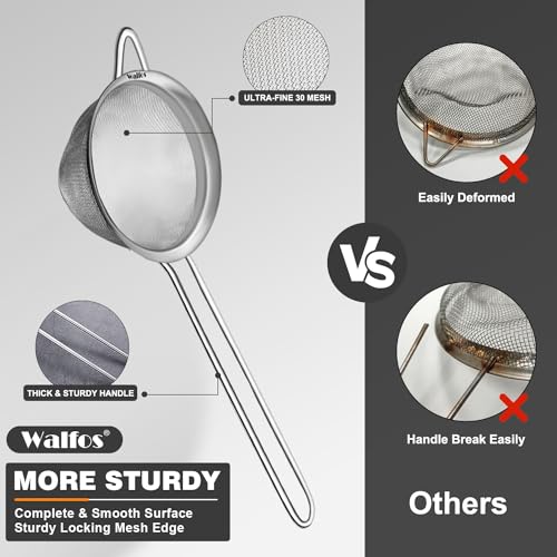Walfos Small Fine Mesh Tea Strainer, Mini Stainless Steel Sieve With Handle thumb #5