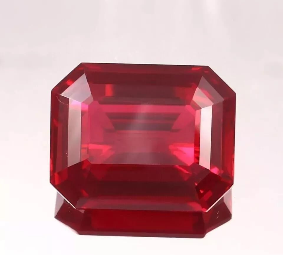 50.30 Ct Burmese Certified Natural Red Ruby Flawless Emerald Cut Loose Gemstone