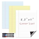 Magnetic Dry Erase Board – 8.5”x11” Reusable Lined Dry Erase Notebook Sheet for Fridge 3 Pcs – 3 Markers Included