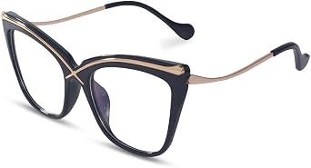 Designer Oversized Cat Eye Eyeglasses for Women, Stylish Retro Eyewear Frame with Clear Lens, Anti-blue Light