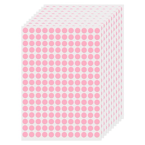 FINDAT Pink Round Labels 0.4 Inch Vinyl Removable Dot Stickers 2040 PCS