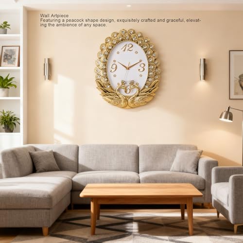Horloge murale paon silencieuse decorative salon 37cm - 6
