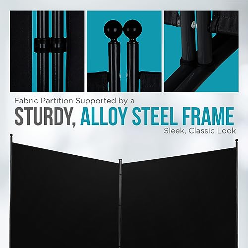 Steel-AID Triple-Panel Privacy Room Divider – Folding Partition Privacy Screen for Office, Classroom, Dorm Room, Kids Room, Studio, Conference - 216\" x 72\" - Easy to Assemble, Freestanding & Foldable