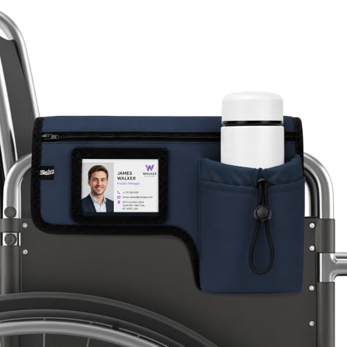 SPRING SEAON Wheelchair Side Bag with Cup Holder and Pockets Waterproof