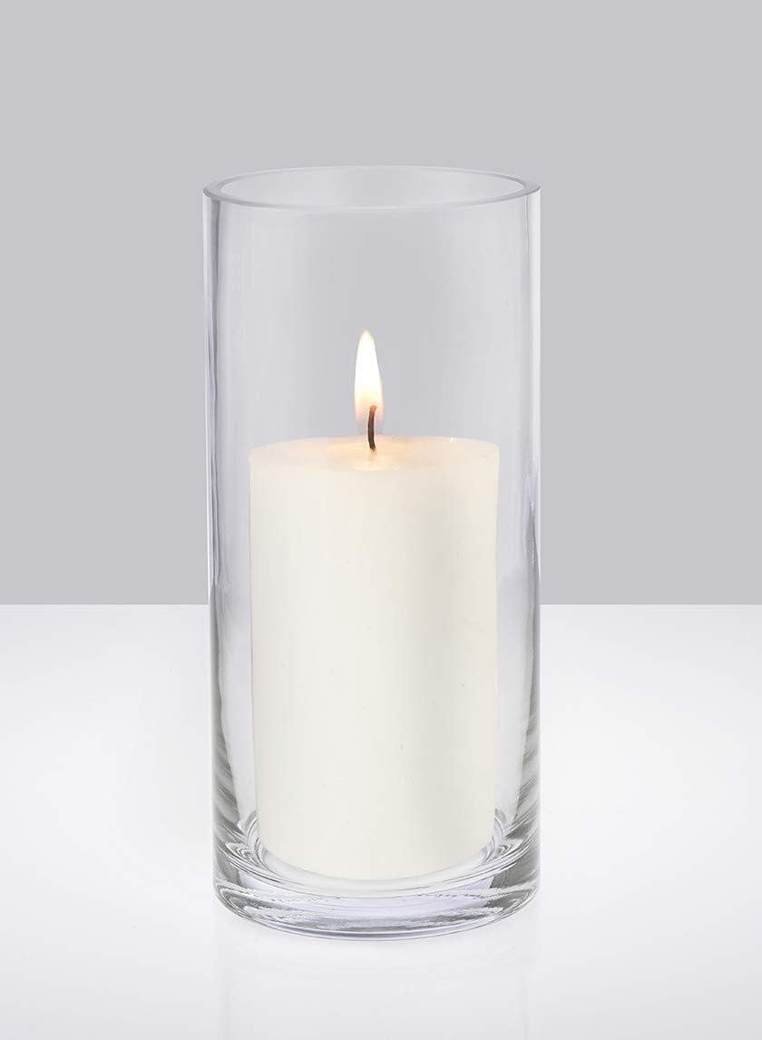 Serene Spaces Living Set of 6 Classic Clear Glass Cylinder Vase, Use for Floral Arrangements or as Candleholder at Weddings, Parties, Events, Home Decor, Measures 7.5" Tall and 3.5" Diameter