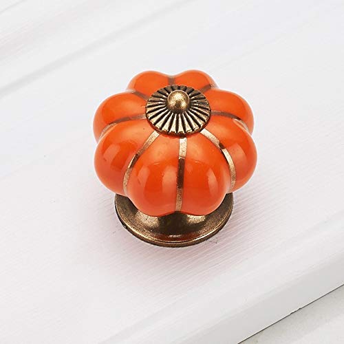 Myaddlot Orange Kak Pumpkin Ceramic Handles 40Mm Drawer Knobs Cupboard Door Handles Single Hole Cabinet Handles With Screws Furniture Handles,