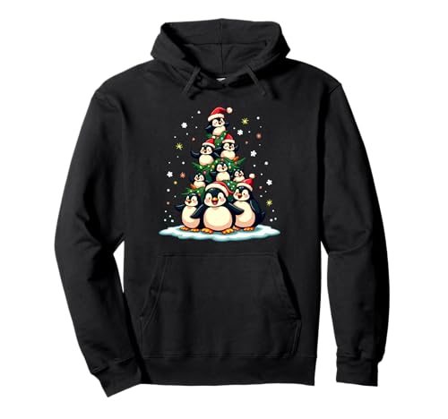 Penguin Christmas Tree Funny Tuxedo Bird Holiday Sudadera con Capucha