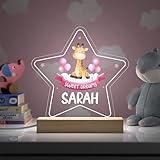 Pink Girls Nursery Night Light with Childs Name
