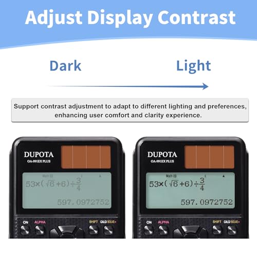DUPOTA OA-991EX PLUSCalculadora científica 552 funções 2 linhas 10 + 2 dígitos display escrito bater