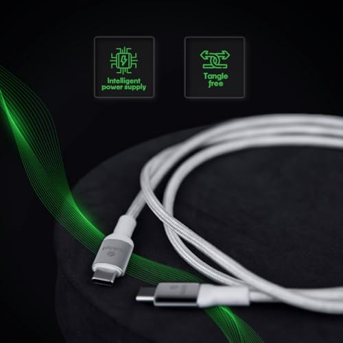 Image of Type C to Type C Nylon braided Aluminium jacket,E-Mark Chip,1.2 meter,Superfast Charging 100 Watt,Data Sync Compatibility for Type C Laptops, iPhone 15,Samsung,Oneplus and others