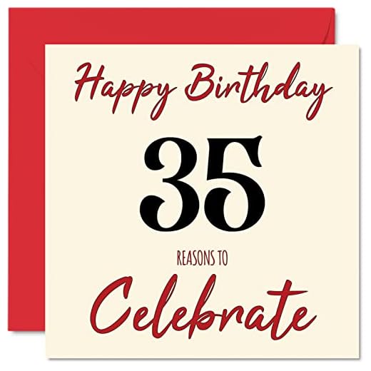 Divertidas tarjetas de cumpleaños 35 para hombres y mujeres, Reasons To,Tarjeta de feliz cumpleaños para papá, mamá, hijo, hija, tarjetas de felicitación de 145 mmx145 mm, tarjeta de cumpleaños 35