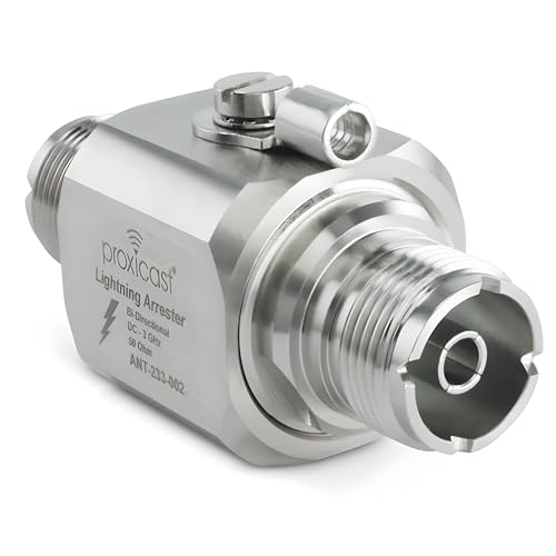 Proxicast Coaxial Lightning Arrester/Suppressor with UHF SO-239 Female Connectors - Pro-Grade Coax Cable Surge Protector for RF, HF, VHF, UHF, CB, Ham, Two-Way Radio and Other Antennas (ANT-233-002)