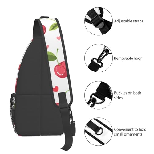Bolso bandolera con patrón de corazones cherries, unisex miniatura 5