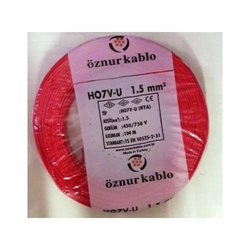 1,5mm2 Nya tek damarlı kırmızı kablo 100