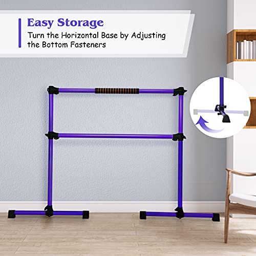 Gymax Ballet Barre, Portable Pilates Barre Freestanding With Double Dance Bar Stable Construction, For Dancing Stretching Ballet (Purple) #TOP3
