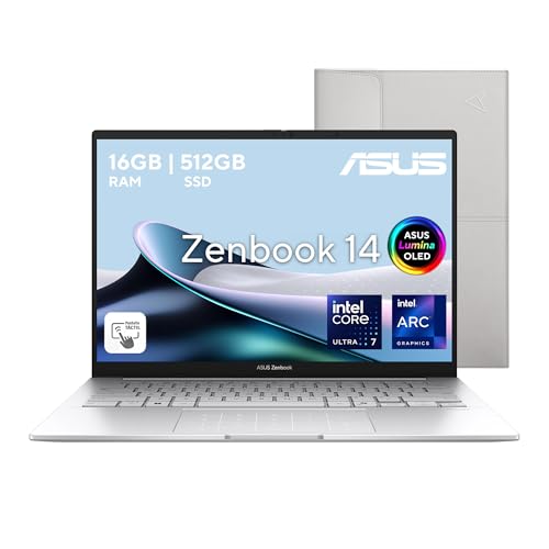 ASUS Laptop Zenbook 14/14" OLED/Intel Core Ultra 7/Intel AI Boost NPU hasta 13TOPS/16GB RAM/512GB SSD/Numberpad/Teclado Retroiluminado + Funda/Servicio y garantía con la Marca en México