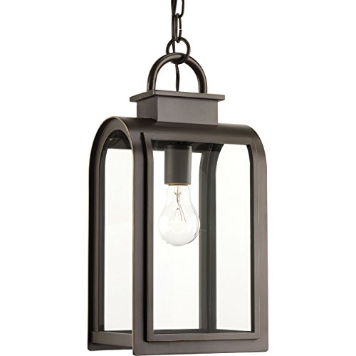 Refuge Collection 1-Light Clear Glass Farmhouse Outdoor Hanging Lantern Light Oil Rubbed Bronze