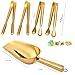 Stainless Steel Ice Scoop and Ice Tongs,Food Scoop Metal Ice Scooper&Buffet Clip for Home Bar Buffet Wedding Canisters, Easy Clean & Durable (gold)