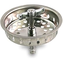 Highcraft 97633 Kitchen Sink Spin and Seal Basket Strainer Replacement for Standard Drains 3-1/2 Inch Chrome Plated Stainless Steel Body With Threaded Stopper