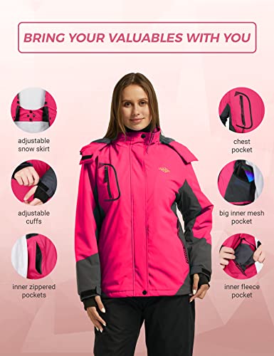 Wantdo Women's Waterproof Mountain Jacket Fleece Outdoor Coat Us Xl Rose Red X-Large #TOP5