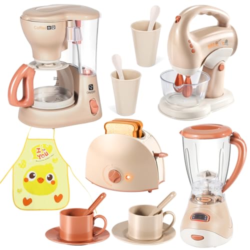 Play Kitchen Set with Coffee Maker, Mixer, Toaster and Blender and Accessories,Kids Toys for Age 3+ ,Boys Toys and Girls Toys