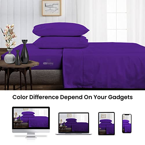 Sgi 500 Tc 100% Egyptian Cotton Bed Sheets, Luxurious Soft For Premium Hotel Quality 4Pc Sheet Set - 1 Fitted Sheet, 1 Flat Sheet & 2 Pillowcase 15" Inch Deep Pocket (Three - Quarter, Purple Solid) #TOP3