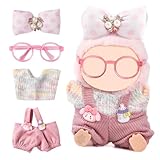 Doll Clothes for 17cm Accessories Set with Glasses Butterfly Clip Pink Clothe la Boo-Boo for Clothe No Doll Included (Pink, One Size)