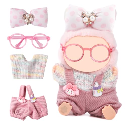 Doll Clothes for 17cm Accessories Set with Glasses Butterfly Clip Pink Clothe la Boo-Boo for Clothe No Doll Included (Pink, One Size)