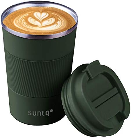 SUNTQ Reusable Coffee Cups Travel - Coffee Travel Mug with Leakproof Lid - Insulated Cup Thermal Mug - Stainless Steel Coffee Travel Cup - for Hot and Cold Drinks, 13oz/380ml, Coral Pink