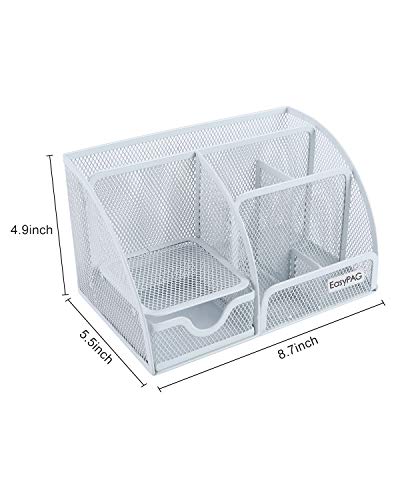 Easypag Mesh Desk Organizer Office Supplies Caddy With Storage Drawer Desktop Decor Accessories For Office School And Home,White #TOP5