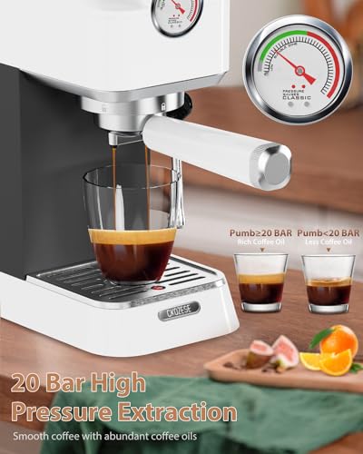 Espresso Machine 20 Bar, Coffee Machine With Milk Frother Steam Wand, Compact Coffee Maker with 42oz Removable Water Tank, Stainless Steel Espresso Maker for Cappuccino, Latte - Image 3