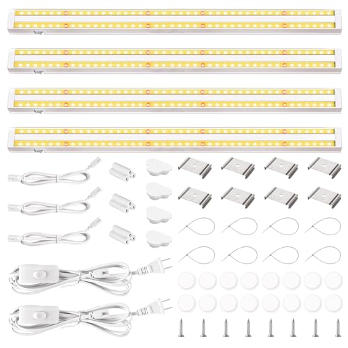 S For Indoor Plants, 2ft 40w (4&times;10w) Full Spectrum Led Plant Growing Lamp, Grow Light Strip, Grow Light For Seed Starting, Plug And Play, Separate Switch, 4-pack
