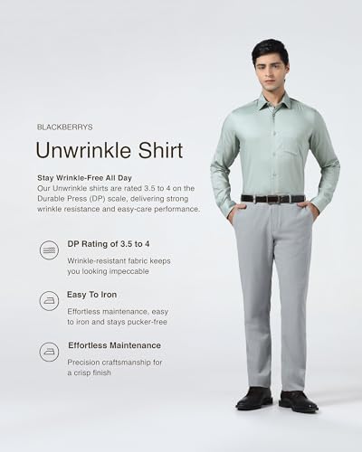 Image of Blackberrys Men's Cotton Solid Slim-Fit Formal Shirts