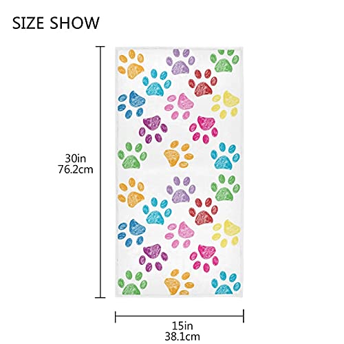 Tamniee Rainbow Paw Prints Hand Towels Summer Cat Dog Decor Kitchen Dish Towel Quality Premium Bathroom Washcloth 30 X 15 Inches For Beach Guest Hotel Spa Gym Sport Yoga Home #TOP2