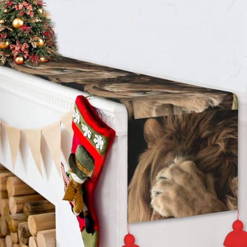 Chemin de table de Noël anti-tache à pompon pour protéger votre table de fête - 7