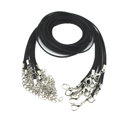 Glory Qin 10pcs Black Leather Necklace Cord Wax Cord Chain 2.0mm 2