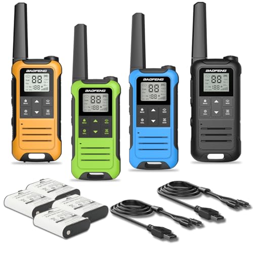 Image of Walkie Talkies Long Range for Adult, 4Pack Rechargeable Baofeng Walkie Talkie F22 FRS Two Way Radio,USB-C Cable,1400mAh Li-ion Battery NOAA with Flashlight for Camping Family