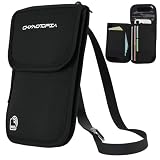 Neck Wallet & RFID Blocking Passport Holder for Travel – Waterproof Hidden Travel Wallet with Card Slots, Adjustable Strap, Portable Document Organizer for Men, Women (Gift) Black