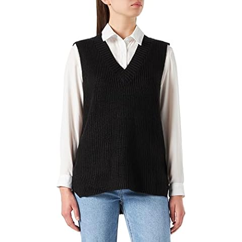 VERO MODA Damen Vmlea Sl V-neck Long Vest Noos Pullunder, Schwarz, L EU Cover