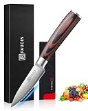 PAUDIN Paring Knife, 3.5 Inch Fruit Knife, High Carbon 5Cr15Mov Stainless Steel Forged Paring Knife, Ultra Sharp Small Kitchen Knife, Ergonomic Wooden Handle with Elegant Gift Box