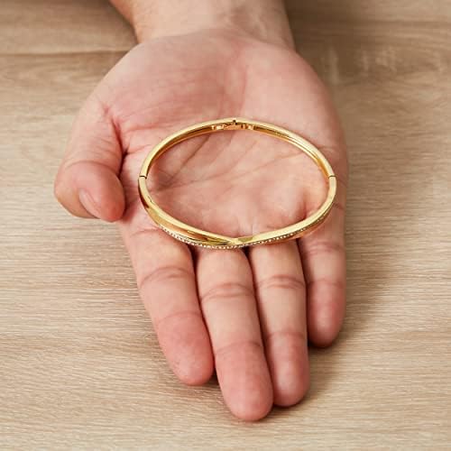Philip Jones Gold Plated Arc Bangle Created with Zircondia® Crystals
