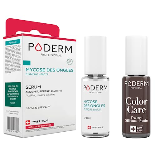Mycose ongle traitement Poderm et vernis brun tea tree pour le soin des pieds